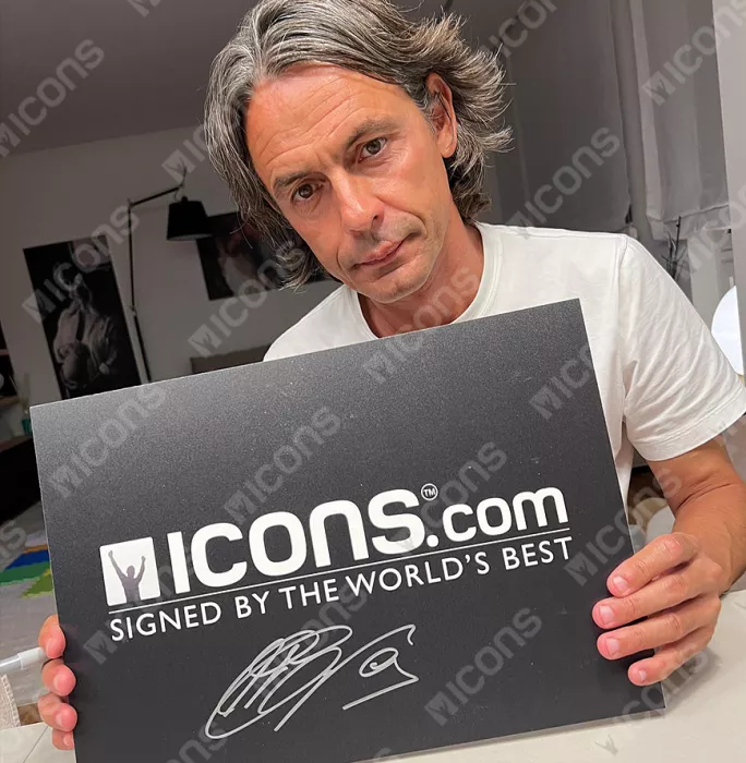 Icons Filippo Inzaghi Official AC Milan Back Signed And Framed 2008-09 Home Shirt With Fan Style Numbers