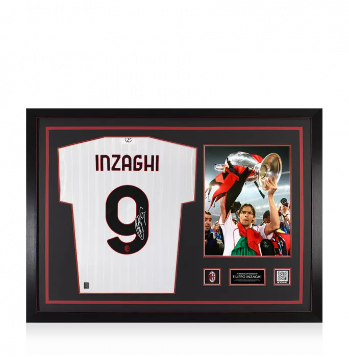 icons Filippo Inzaghi Official AC Milan Back Signed and Framed 2024-25 Away Shirt