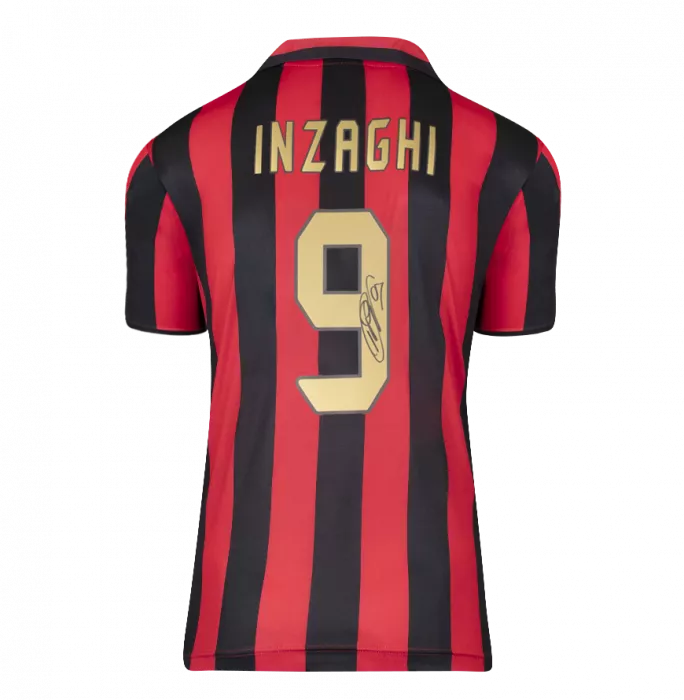 Icons Filippo Inzaghi Official AC Milan Back Signed Retro AC Milan Home Shirt