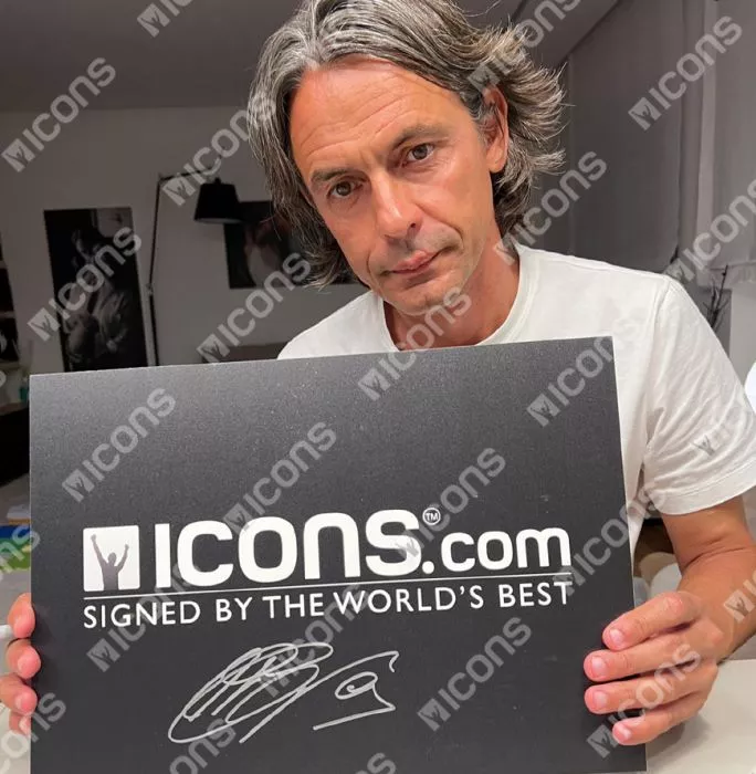 Icons Filippo Inzaghi Official AC Milan Back Signed Retro AC Milan Home Shirt