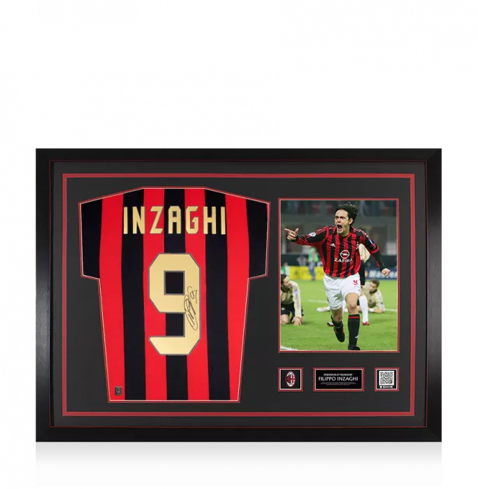 icons Filippo Inzaghi Official AC Milan Back Signed Retro AC Milan Home Shirt