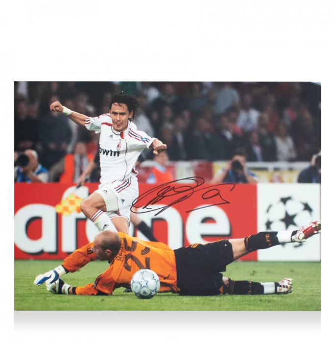 Icons Filippo Inzaghi Official AC Milan Signed And Framed Photo: 2007 UEFA Champions League Final Goal