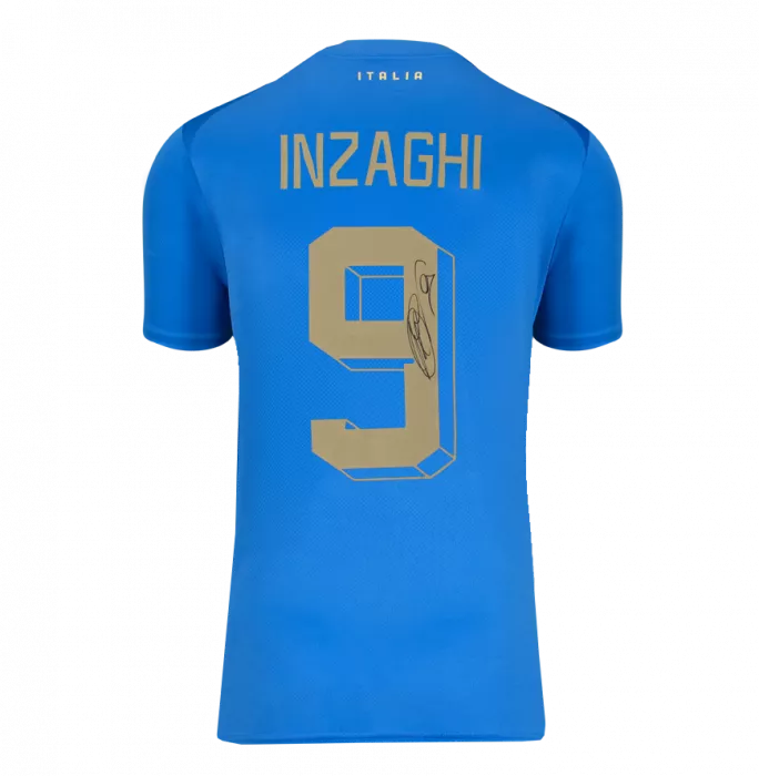 Icons Filippo Inzaghi Official FIFA World Cup™ Back Signed And Hero Framed Italy 2022-23 Home Shirt With Fan Style Number