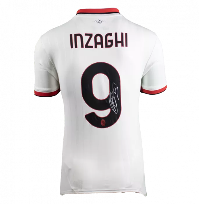 Icons Filippo Inzaghi Official UEFA Champions League Back Signed And Framed AC Milan 2024-25 Away Shirt