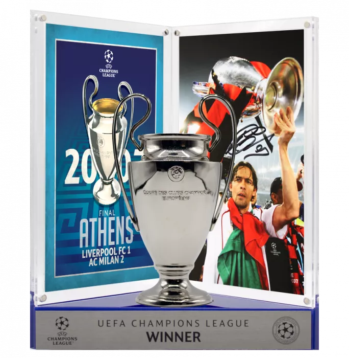 icons Filippo Inzaghi Official UEFA Champions League Signed 3D Mini Replica Trophy on Stand: 2007 Winner