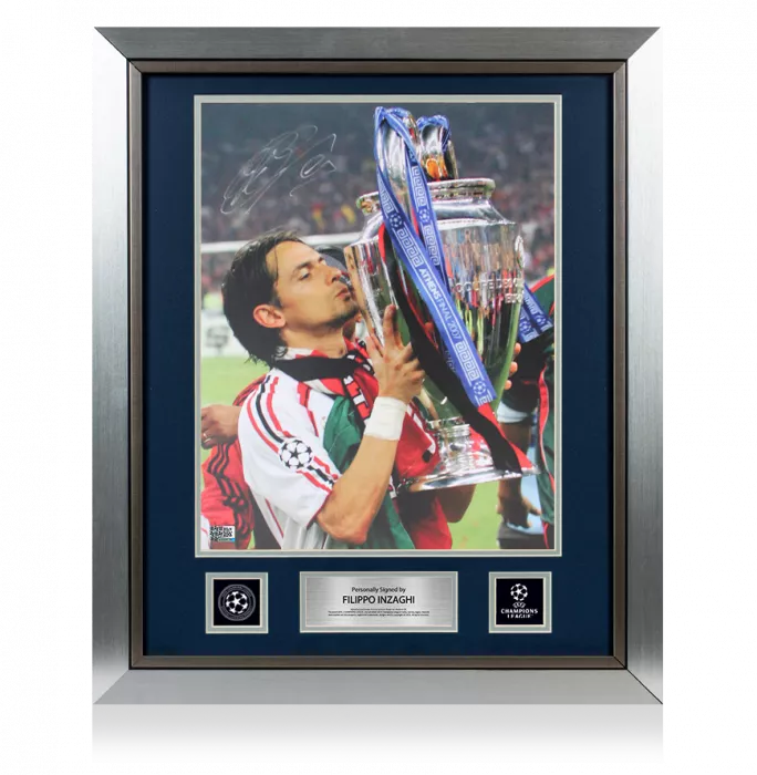 icons Filippo Inzaghi Official UEFA Champions League Signed and Framed AC Milan Photo: 2007 UCL Winner