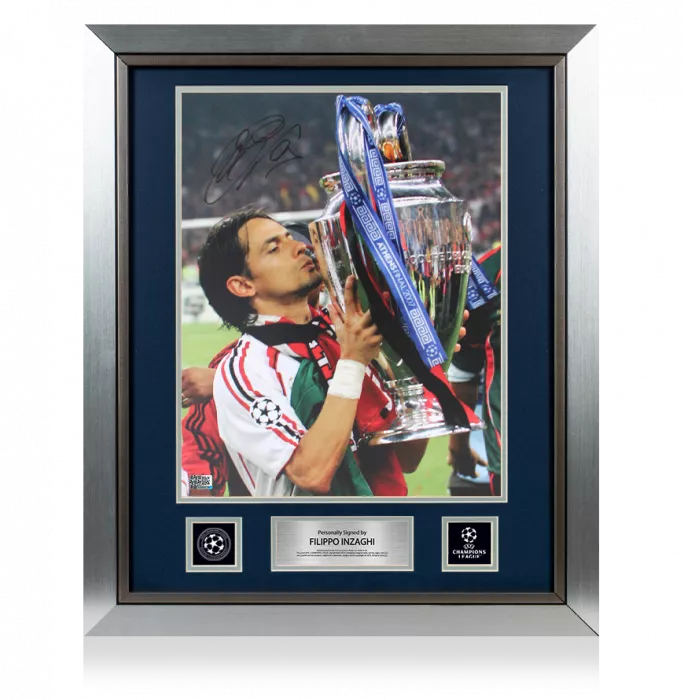icons Filippo Inzaghi Official UEFA Champions League Signed and Framed AC Milan Photo: 2007 UCL Winner