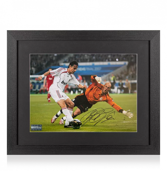 icons Filippo Inzaghi Signed AC Milan Photo In Black Wooden Frame: 2007 UEFA Champions League Final Goal