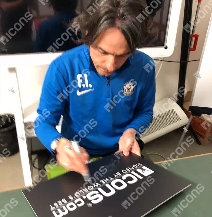 Icons Filippo Inzaghi Signed Black And Orange Inzaghi Diadora Boot: Special Edition In Bubble Frame: Option 1