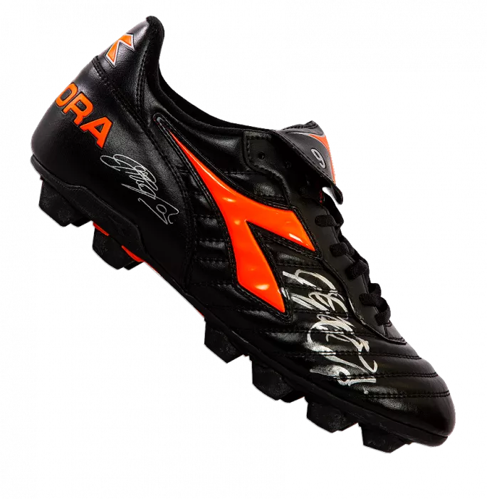 icons Filippo Inzaghi Signed Black and Orange Inzaghi Diadora Boot