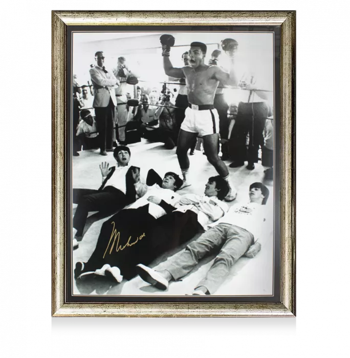 icons Framed Muhammad Ali Signed Photo - Standing Over The Beatles (OA-8054771)