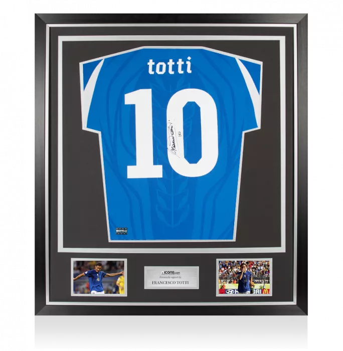 Icons Francesco Totti Back Signed Italy 2010-12 Home Shirt In Classic Frame