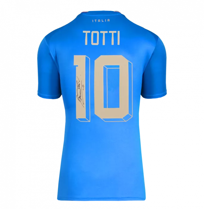 Icons Francesco Totti Back Signed Modern Italy Home Shirt With Fan Style Numbers In Hero Frame: Option 1
