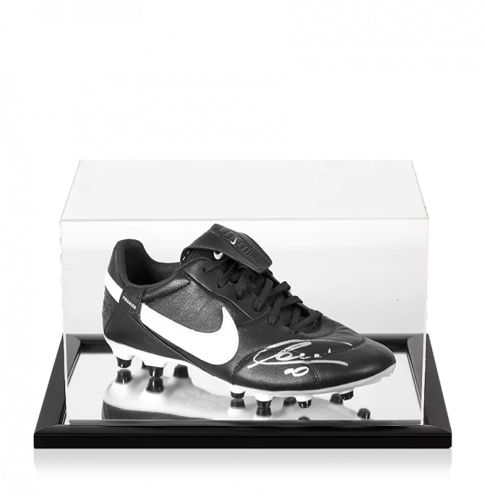 icons Francesco Totti Signed Black Nike Premier Boot In Acrylic Case
