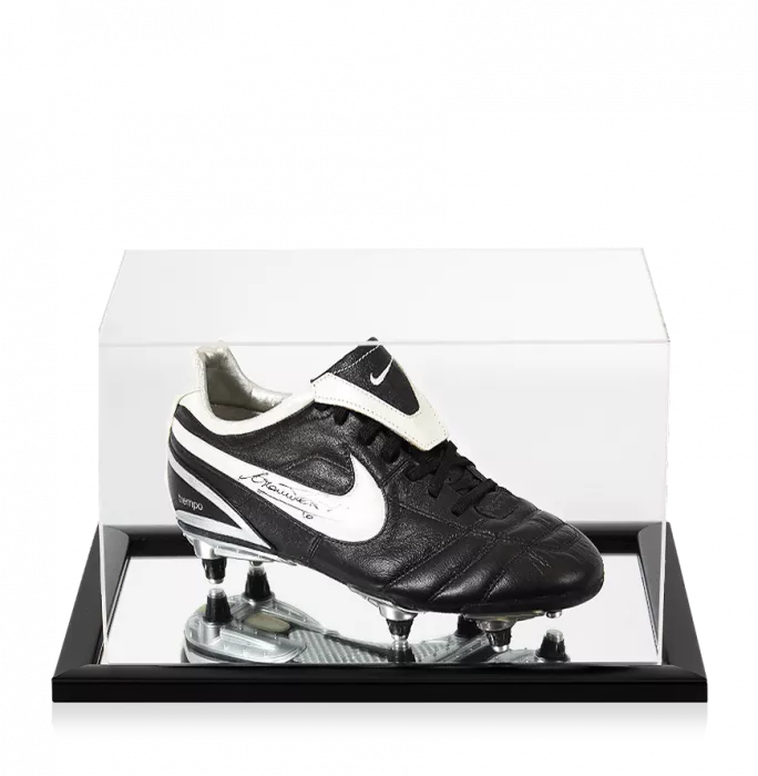 icons Francesco Totti Signed Black Nike Tiempo Boot In Acrylic Case