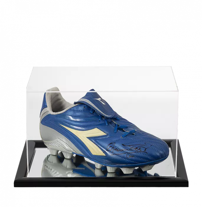 icons Francesco Totti Signed Blue Diadora Boot In Acrylic Case