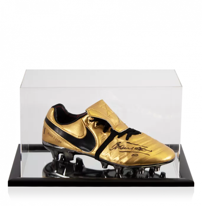 icons Francesco Totti Signed Gold Nike Tiempo Boot In Acrylic Case: Totti x Roma Limited Edition