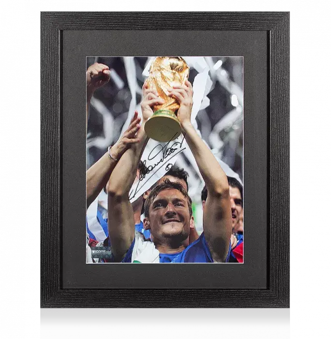 Icons Francesco Totti Signed Italy Photo In Black Wooden Frame: 2006 FIFA World Cup Winner
