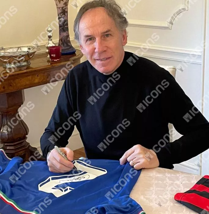 Icons Franco Baresi Back Signed Italy 1990 Home Shirt