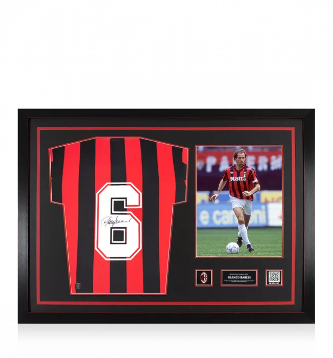 icons Franco Baresi Official AC Milan Back Signed and Framed 1988 Home Shirt