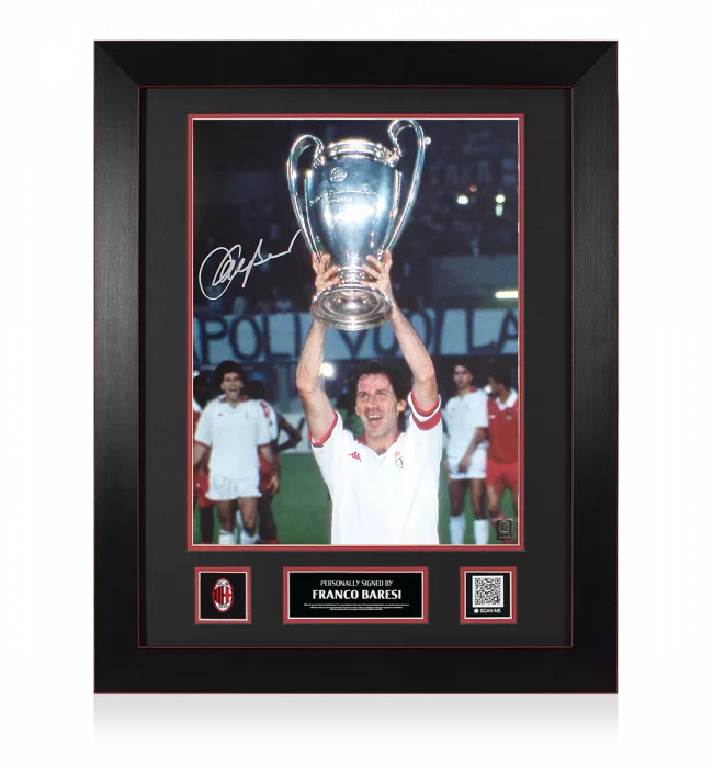 icons Franco Baresi Official AC Milan Signed and Framed Photo: 1990 European Cup Winner