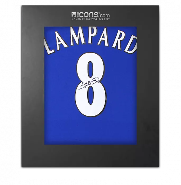 icons Frank Lampard Back Signed Chelsea 2000 Home Shirt In Deluxe Packaging
