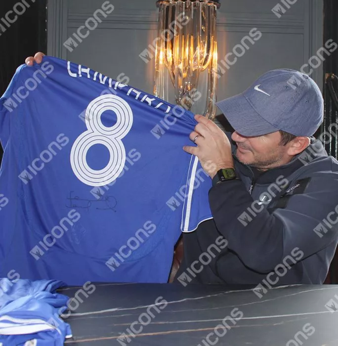 Icons Frank Lampard Back Signed Chelsea 2007-08 Home Shirt With Striped Style Numbers