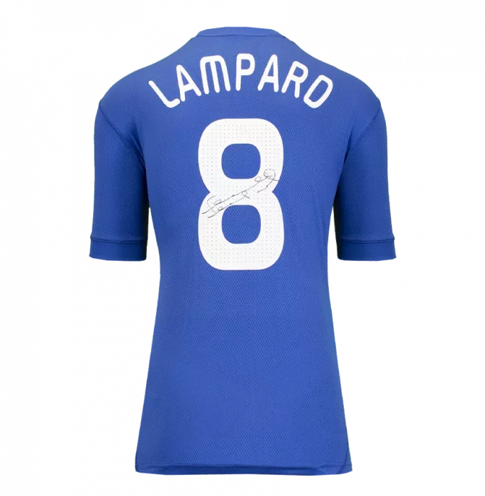 icons Frank Lampard Back Signed Chelsea 2009-10 Home Shirt with Dotted Style Numbers