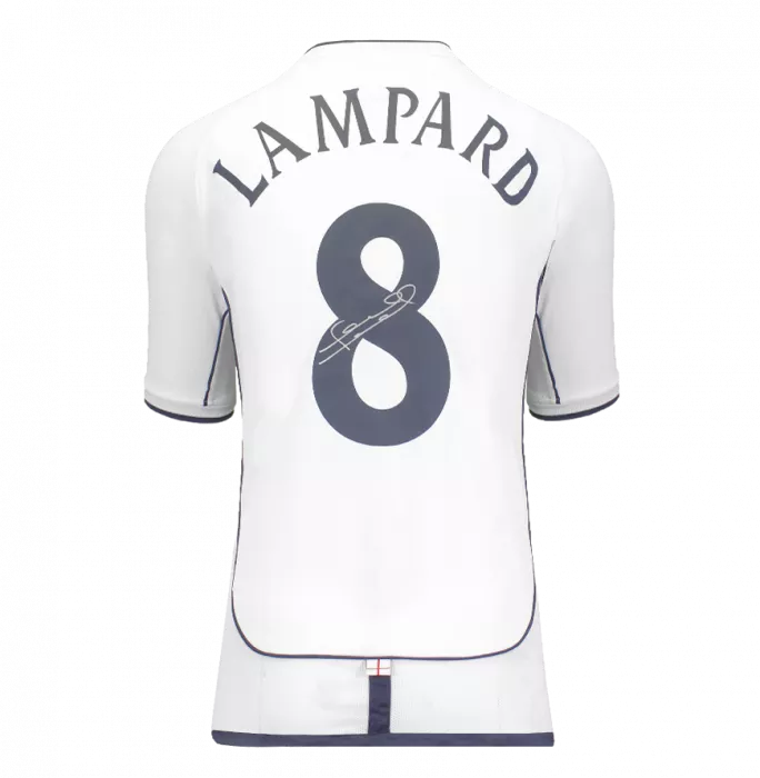 icons Frank Lampard Back Signed England 2002 Home Shirt with Fan Style Numbers