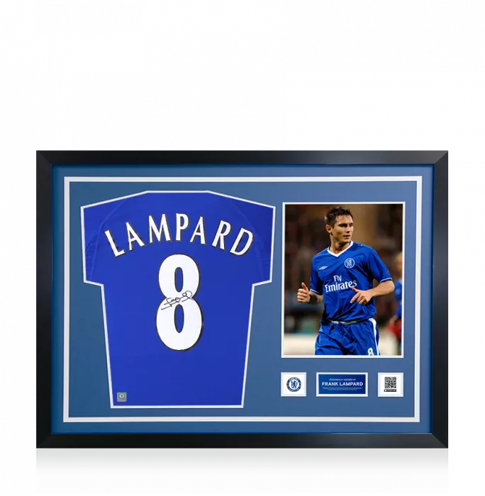 icons Frank Lampard Official Chelsea FC Signed and Framed 2000 Home Shirt