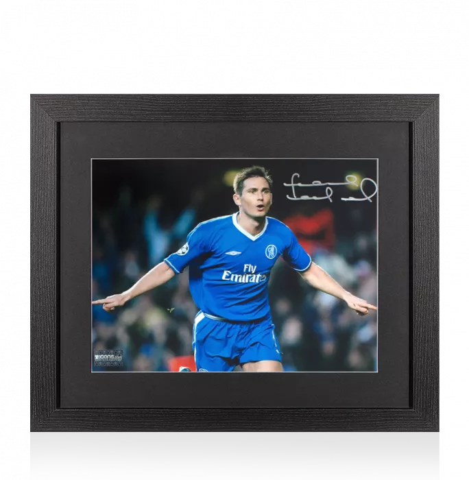 icons Frank Lampard Signed Chelsea Photo In Black Wooden Frame: UEFA Champions League Goal vs AS Monaco