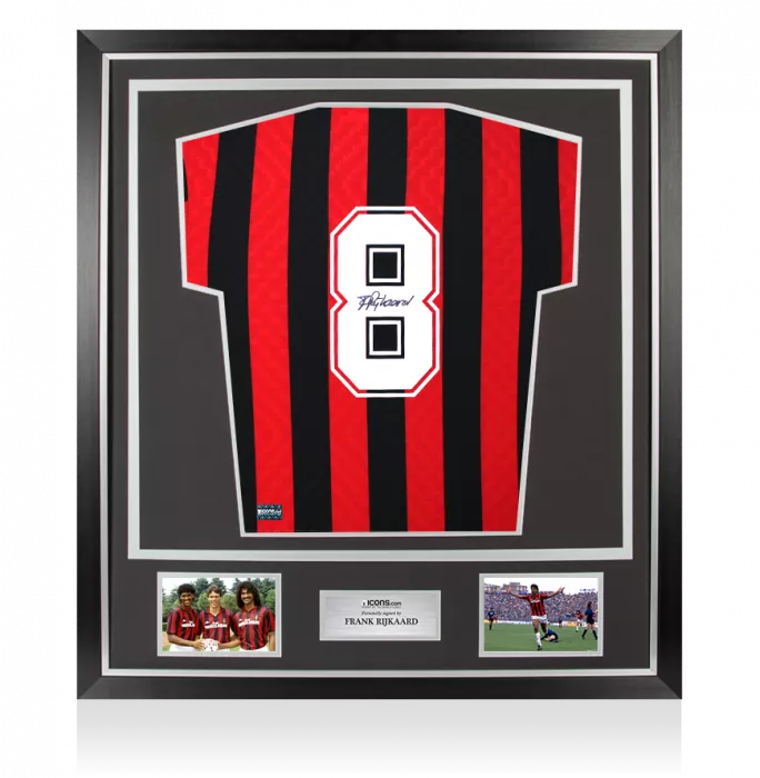 Icons Frank Rijkaard Back Signed 1996 AC Milan Home Shirt In Classic Frame