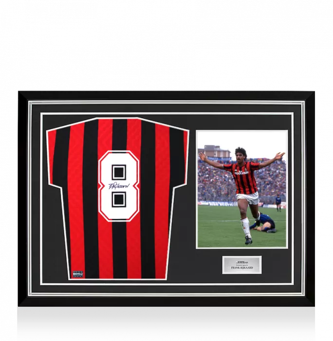 icons Frank Rijkaard Back Signed 1996 AC Milan Home Shirt In Hero Frame: Option 1