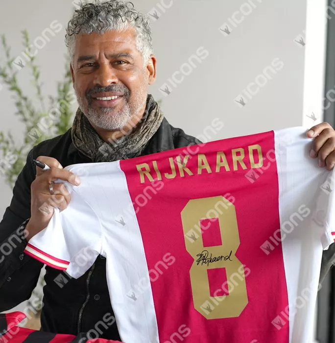 Icons Frank Rijkaard Back Signed Modern Ajax Home Shirt With Fan Style Numbers In Hero Frame: Option 1