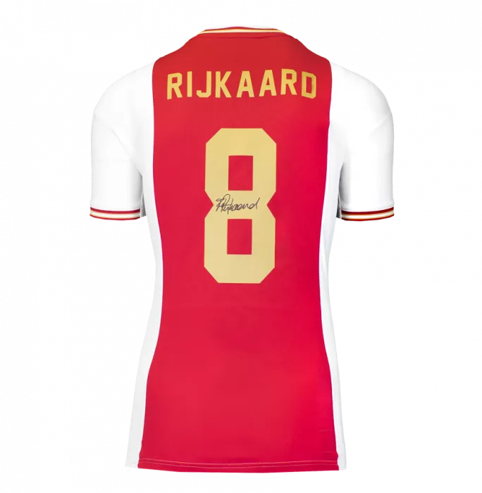 Icons Frank Rijkaard Back Signed Modern Ajax Home Shirt With Fan Style Numbers In Classic Frame