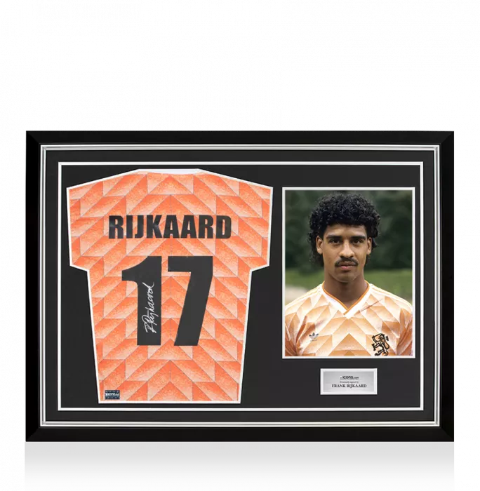 icons Frank Rijkaard Back Signed Netherlands 1988 Home Shirt In Hero Frame: Option 1