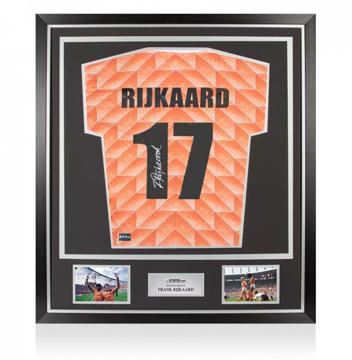 icons Frank Rijkaard Back Signed Netherlands 1988 Home Shirt In Classic Frame