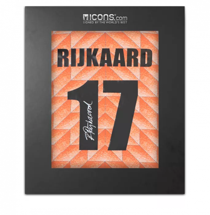 icons Frank Rijkaard Back Signed Netherlands 1988 Home Shirt In Deluxe Packaging
