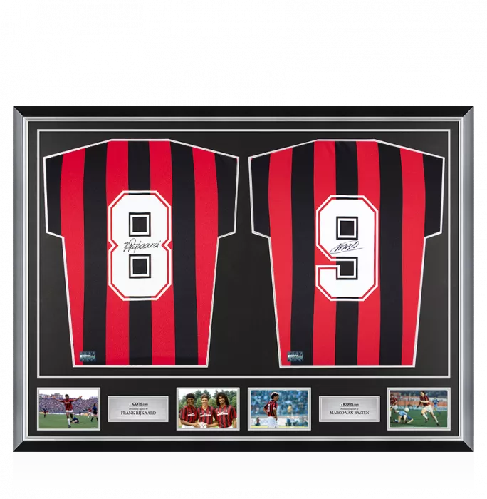 icons Frank Rijkaard & Marco van Basten Signed AC Milan Shirts In Classic Dual Frame
