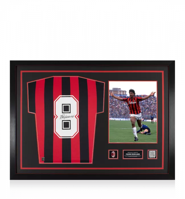 icons Frank Rijkaard Official AC Milan Back Signed and Framed Home Shirt