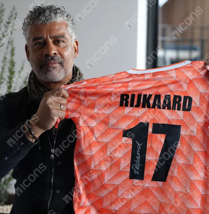 Icons Frank Rijkaard Official FIFA World Cup™ Back Signed And Hero Framed Netherlands 1988 Home Shirt