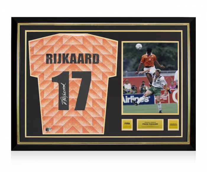 icons Frank Rijkaard Official FIFA World Cup™ Back Signed and Hero Framed Netherlands 1988 Home Shirt