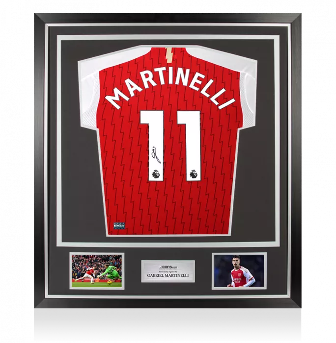 icons Gabriel Martinelli Back Signed Arsenal 2024-25 Home Shirt In Classic Frame