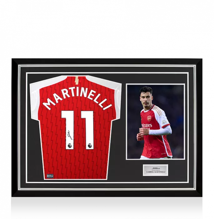 icons Gabriel Martinelli Back Signed Arsenal 2024-25 Home Shirt In Hero Frame: Option 1