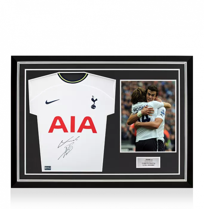 icons Gareth Bale and Luka Modric Dual Signed Tottenham Hotspur 2022-23 Home Shirt In Hero Frame: Option 1