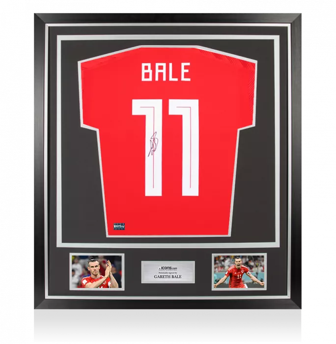 icons Gareth Bale Back Signed Modern Wales Home Shirt In Classic Frame