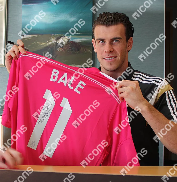 Icons Gareth Bale Back Signed Real Madrid 2014-15 Away Shirt In Classic Frame