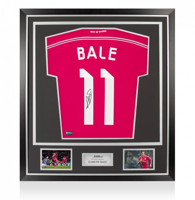Icons Gareth Bale Back Signed Real Madrid 2014-15 Away Shirt In Classic Frame