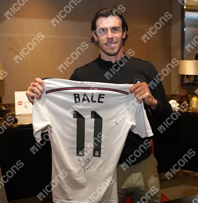 Icons Gareth Bale Back Signed Real Madrid 2014-15 Home Shirt