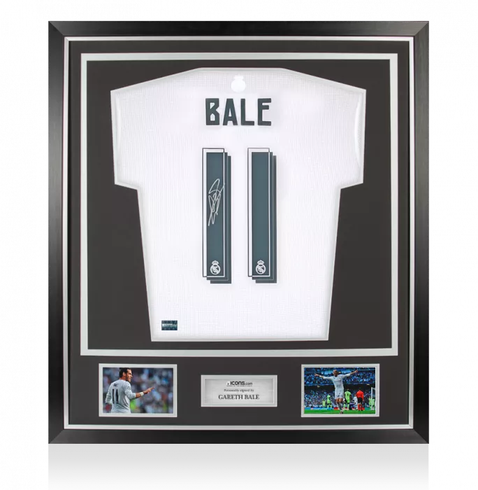 icons Gareth Bale Back Signed Real Madrid 2015-16 Home Shirt In Classic Frame